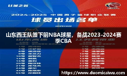 山东西王队签下前NBA球星，备战2023-2024赛季CBA