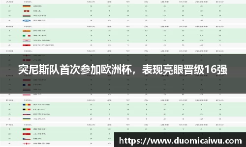 突尼斯队首次参加欧洲杯，表现亮眼晋级16强