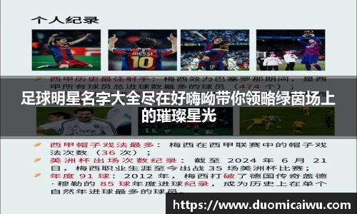 足球明星名字大全尽在好嗨呦带你领略绿茵场上的璀璨星光